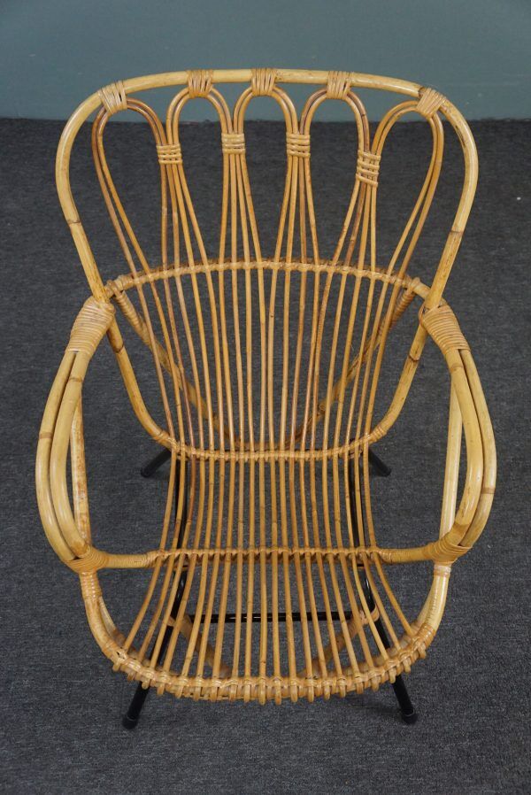 Fauteuil en rotin Dutch Design 1960