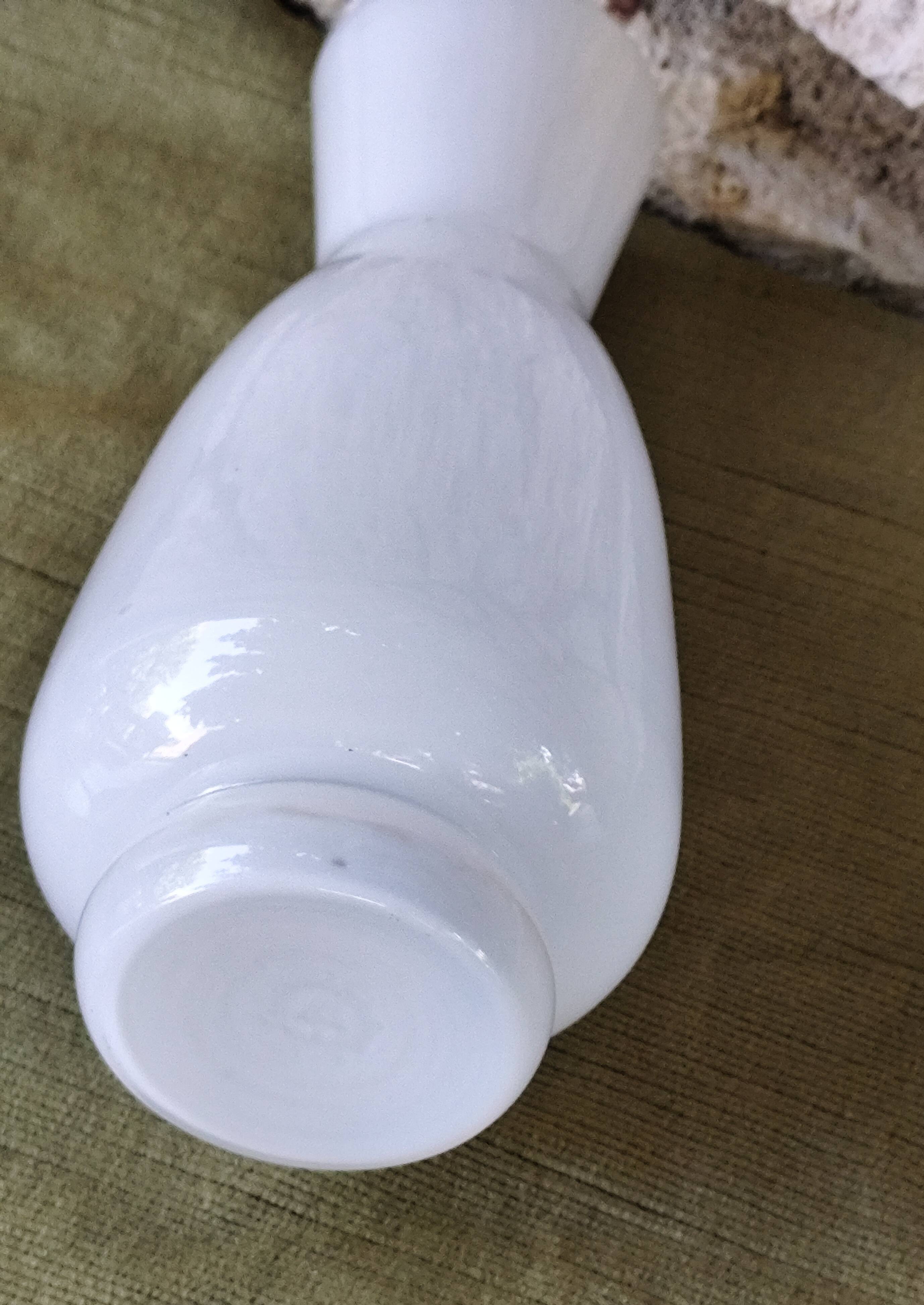 White glass vase