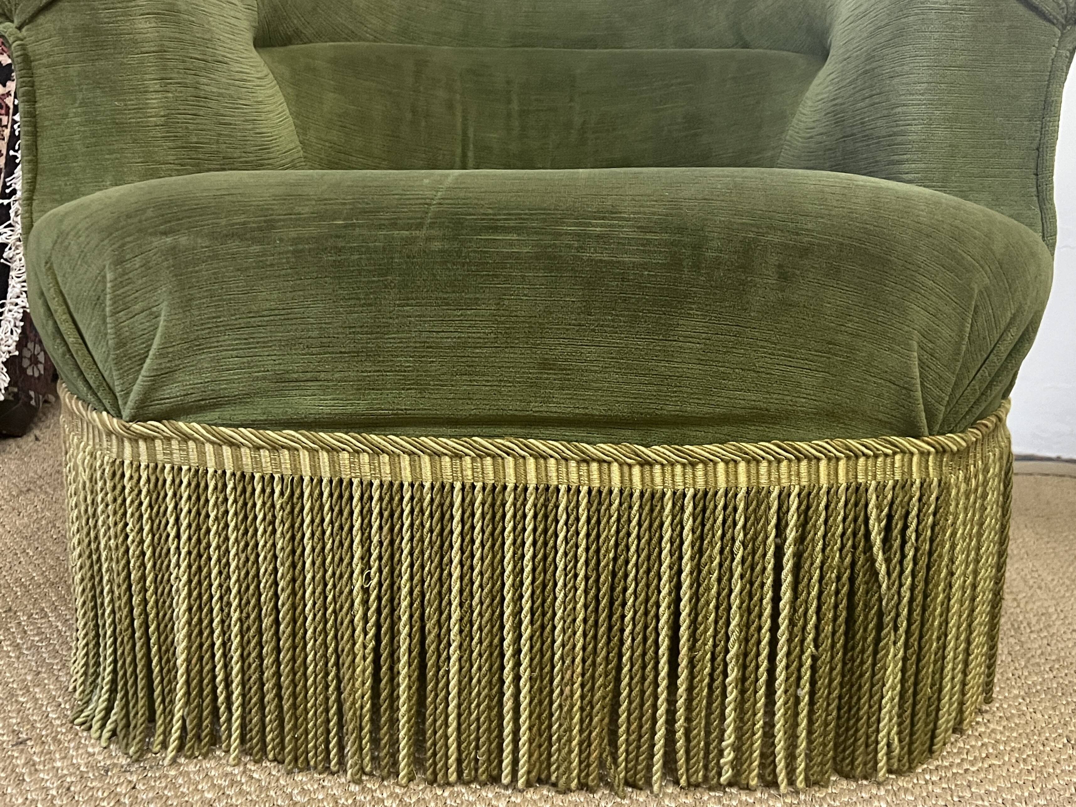 Pair of green toad armchairs