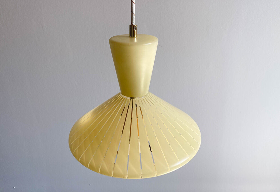 Yellow golden UFO suspension