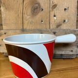 Vintage Le Creuset enameled cast iron fondue pot from the 1970s