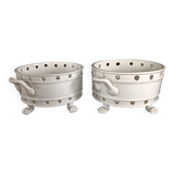 Paire d'egoutoirs / cache pots en blanc de bayeux debut xixème