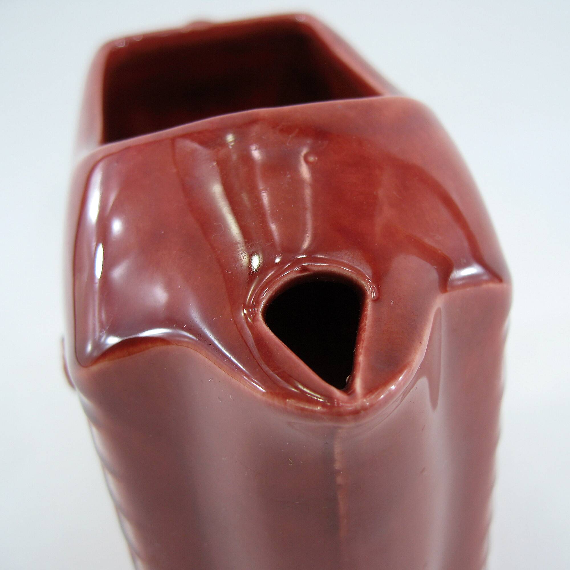 Red ceramic pitcher - bees and honeycombs decor - St Clément France - vintage 60s