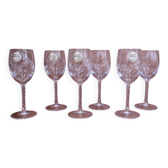 Set of 6 Engraved Crystal Aperitif Glasses, Epi Model