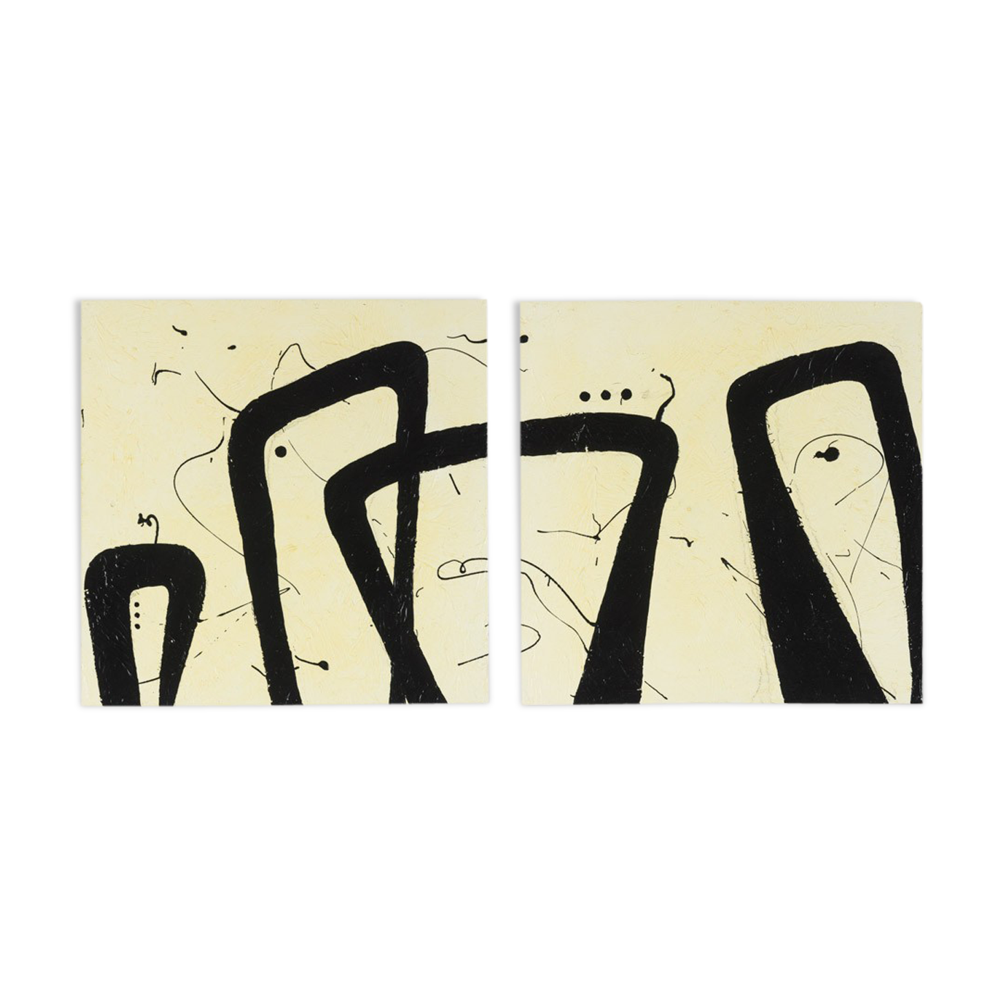 People, mixed media on hardboard, 82 x 41cm (set)