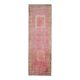 1970s vintage Turkish hand-knotted wool cotton pink runner rug 110x361