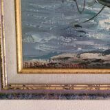Oil on canvas "the return of fishing" by ludovic