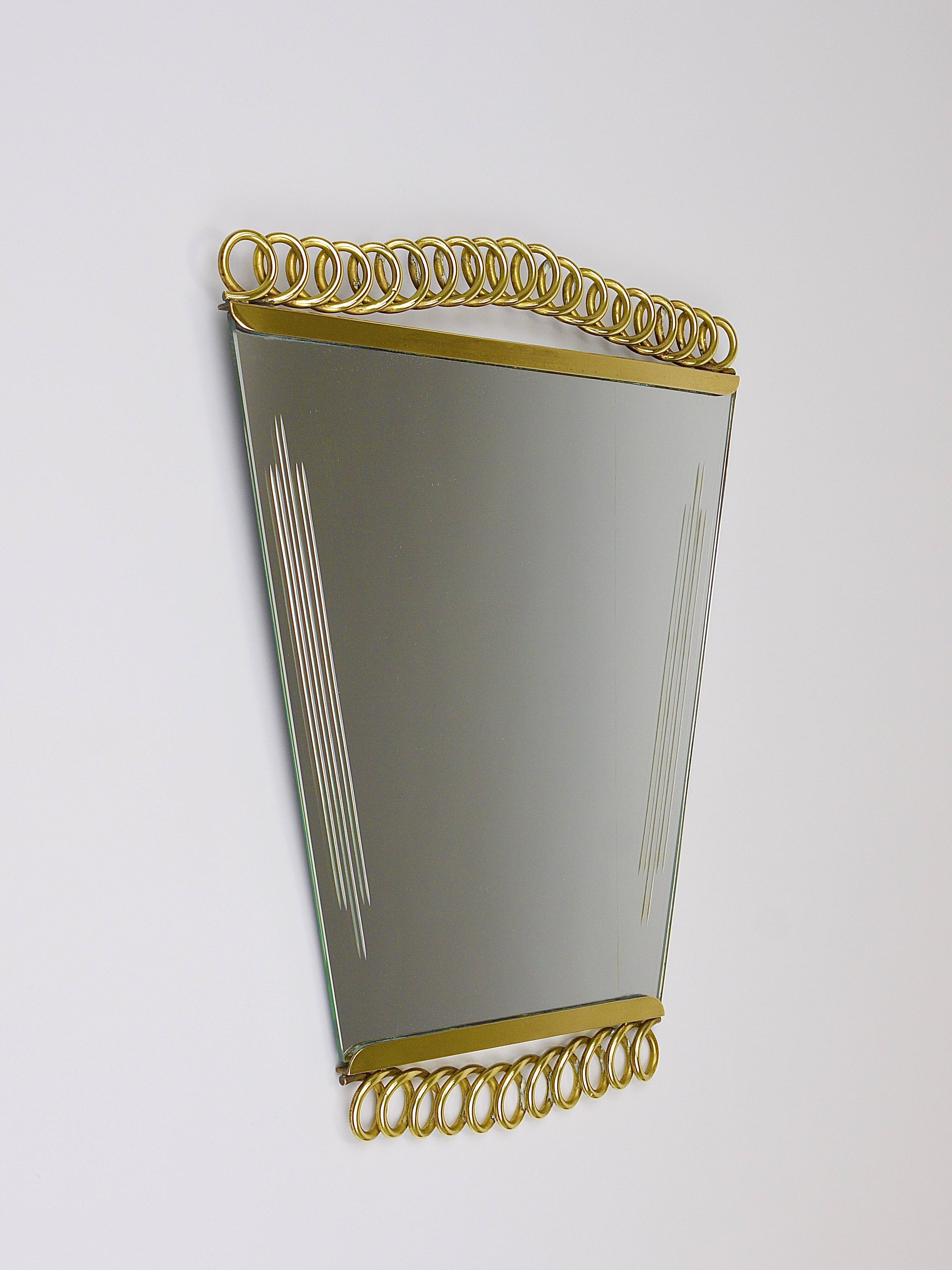 Josef Frank Attr. Mid-Century Brass Loop Wall Mirror, Austria, 1950s