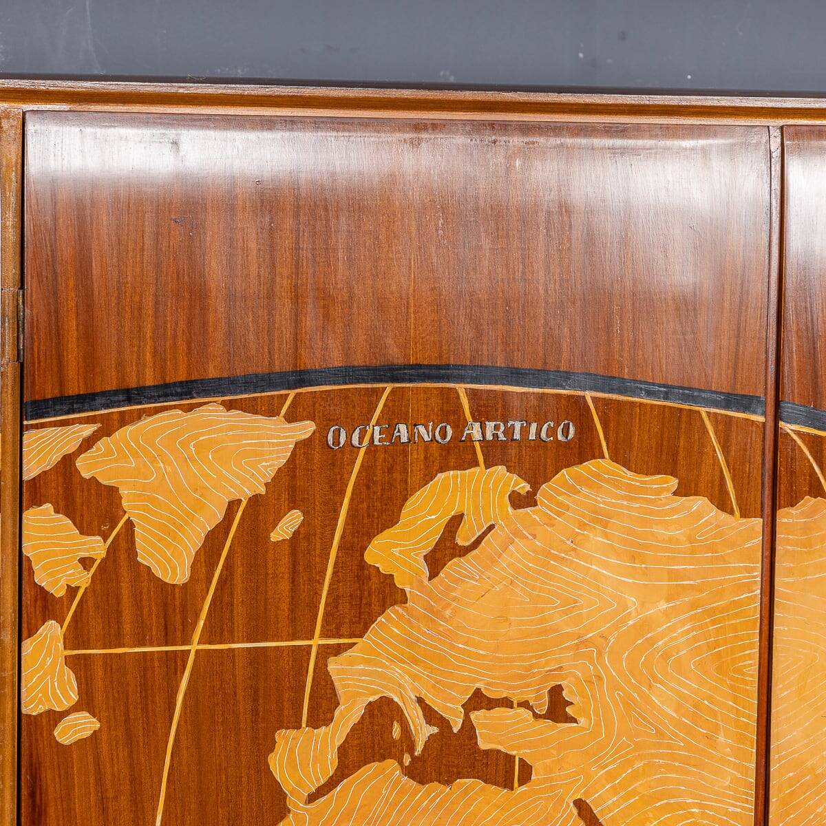 20thc italian stylised "map of the world" cabinet c.1950
