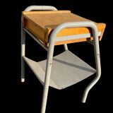 Vintage bedside table in wood and metal