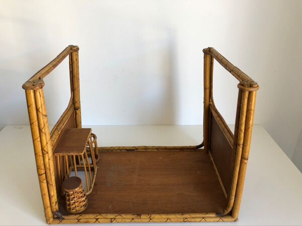 Bureau enfant en rotin avec son fauteuil