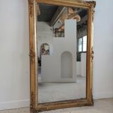 Rectangular golden mirror moldings plant motifs nineteenth H: 130cm