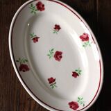 Ravier Plate Art Deco red flowers Mireille Badonviller