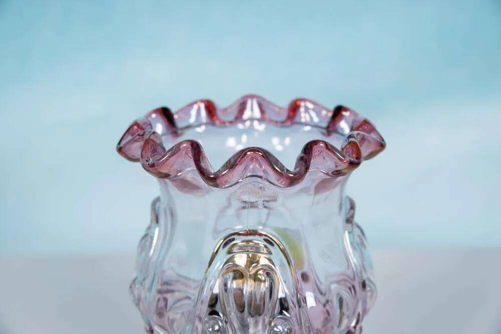 Vintage table lamp in Swedish coloured glass, glass table lamp.