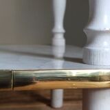 Solid turned wood and formica faux marble shelf to install wood 60s