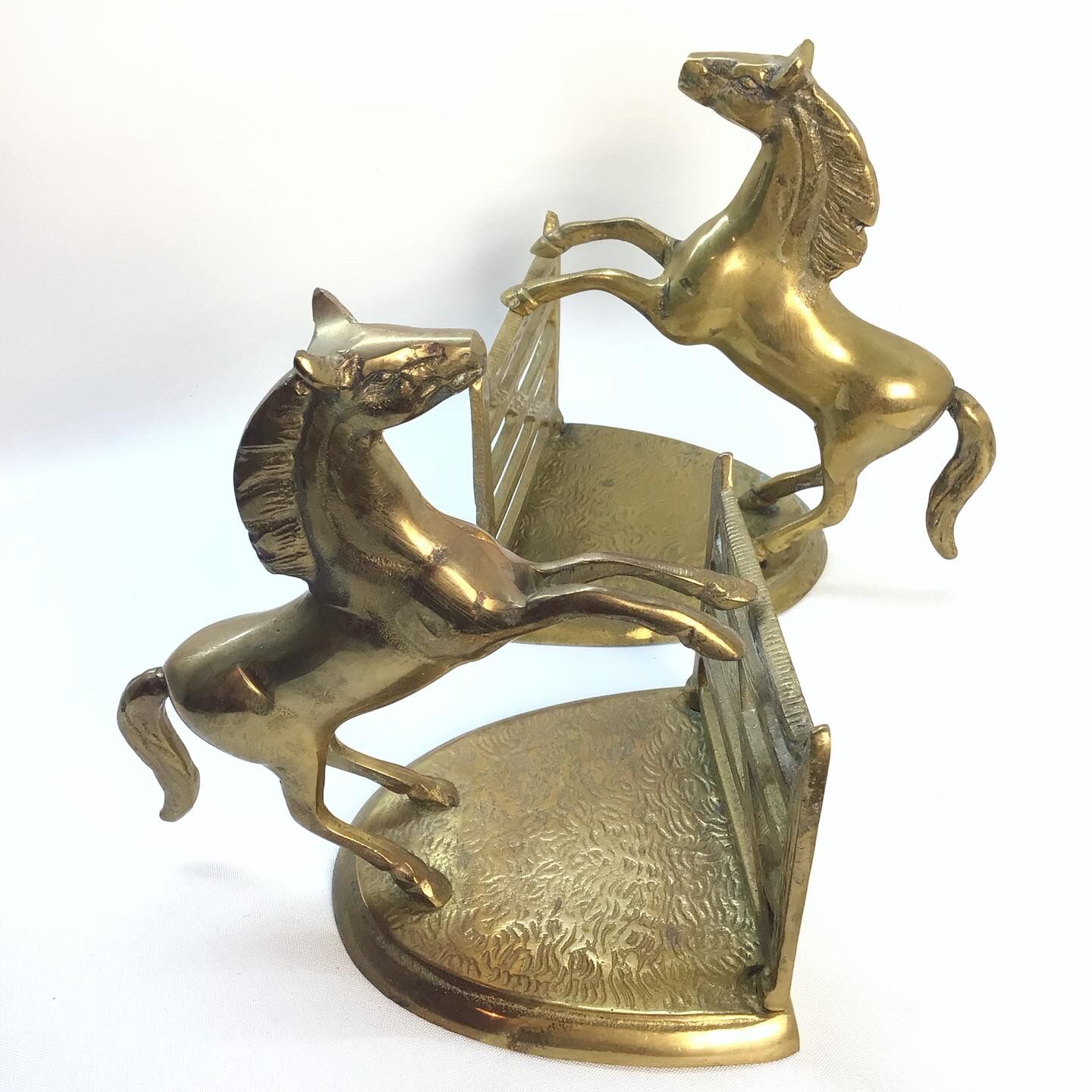 Pair of greenhouses pounds horses in solid brass