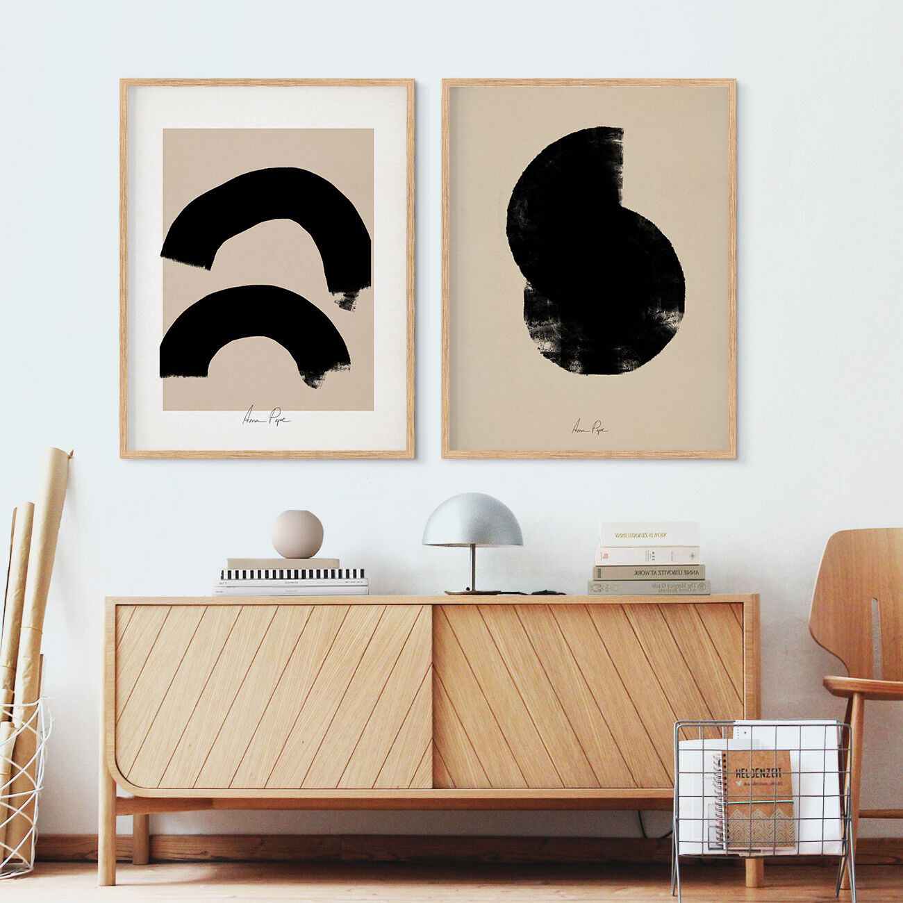 Pair of giclee prints, abstract wall art set of two, 50x70cm