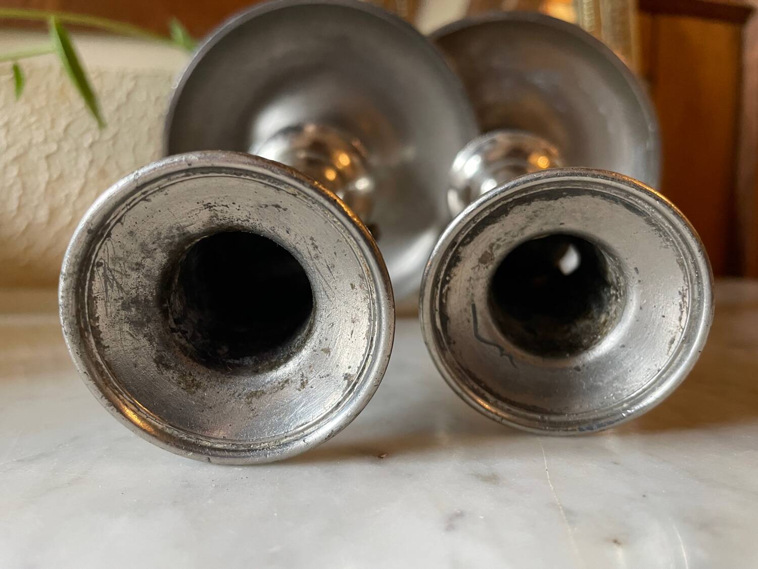 Antique up and down candlesticks