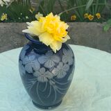 Blue sandstone vase signed Marcel Schmitter betschdorf Alsace