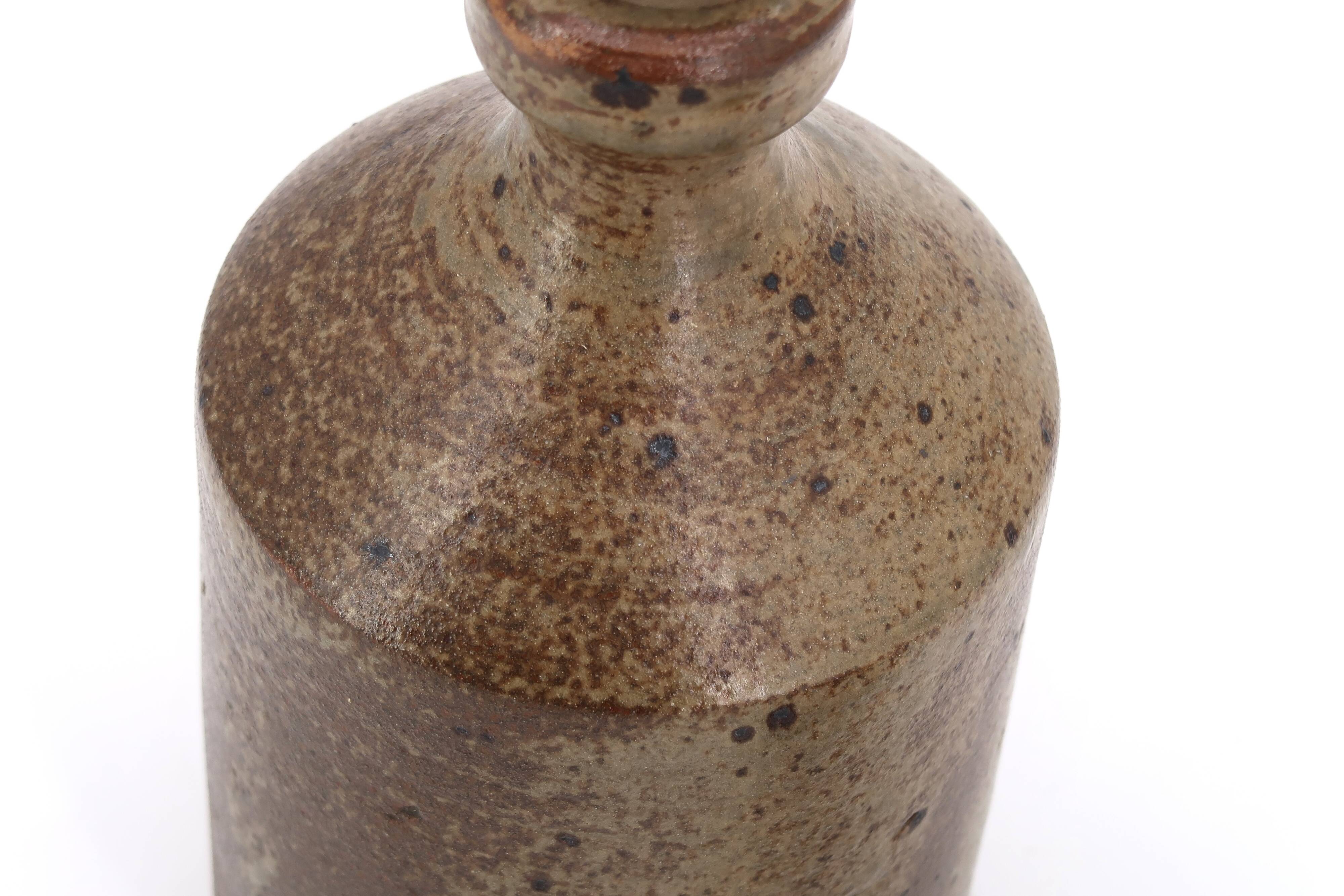 Cylindrical stoneware potter's lamp base, 1970s