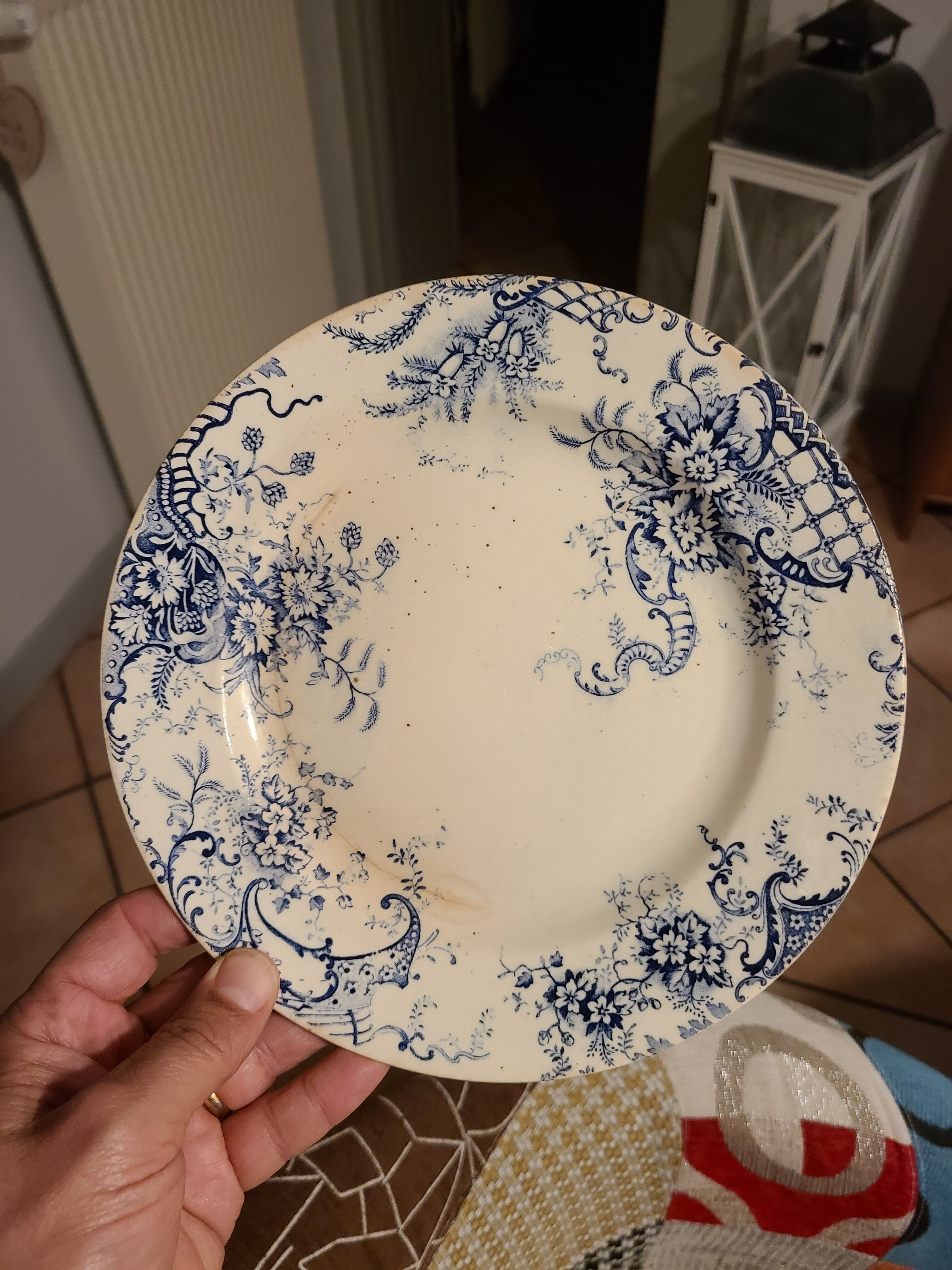 2 flat plates from the earthenware factories of Clairefontaine model Hanley