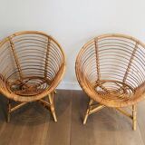 Pair of rattan armchairs