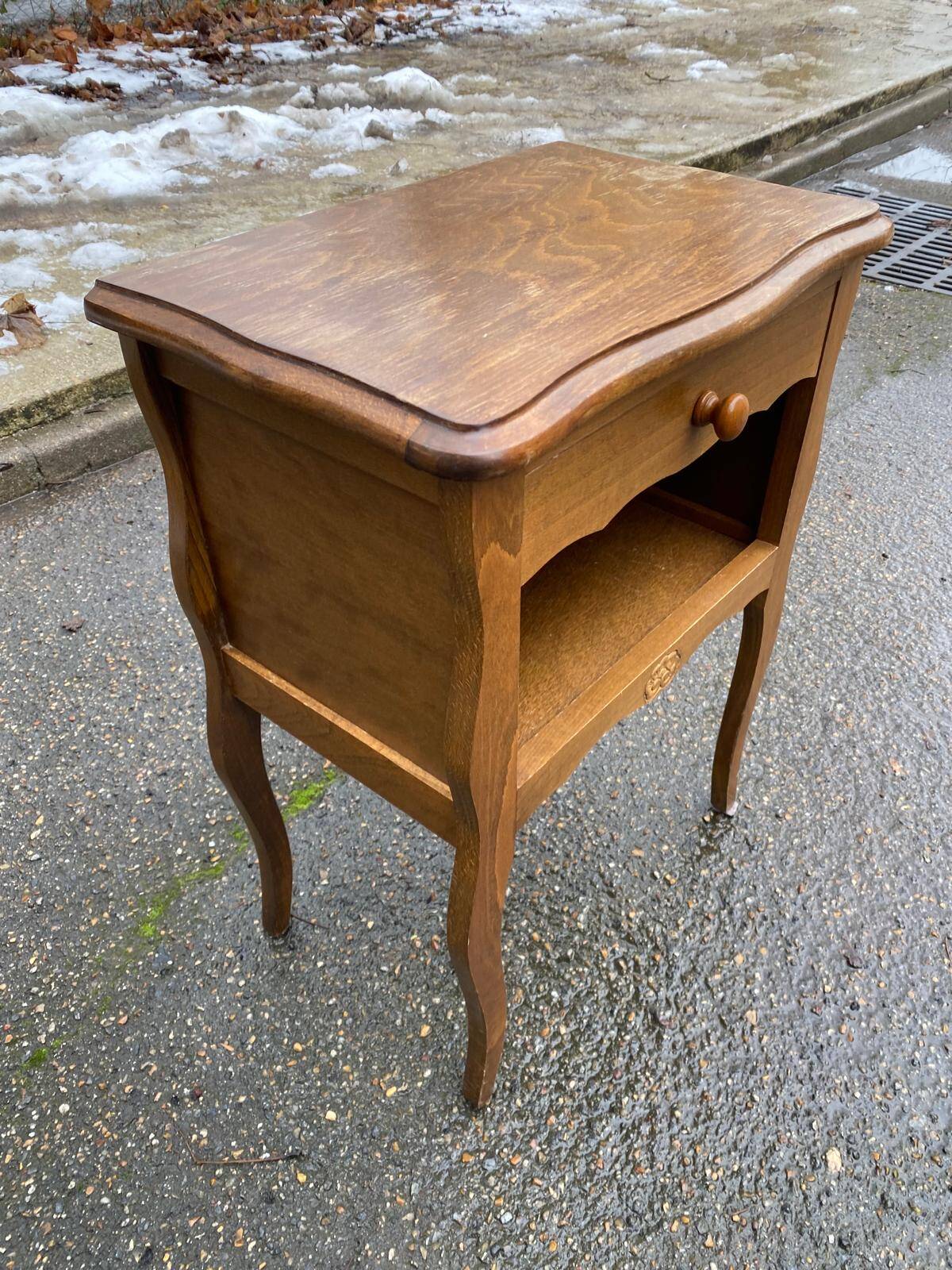 Louis XV bedside table in light wood from the 20th century.