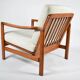 Scandinavian armchair in teak and cream fabric by Baczyk, 1960s, restored.