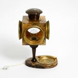 Mid Century italian table lamp with ashtray like a lantern by Aldo Tura