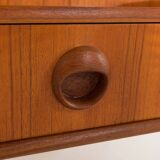 Miroir mural scandinave rare du milieu du siècle avec une console et une lumière, années 1950