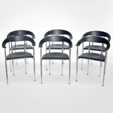 6 chairs chrome and leather 70s