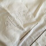 Old white linen sheet B P.