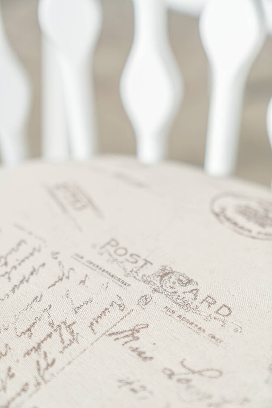 Matte white painted beech chair with upholstered seat in fabric 1970