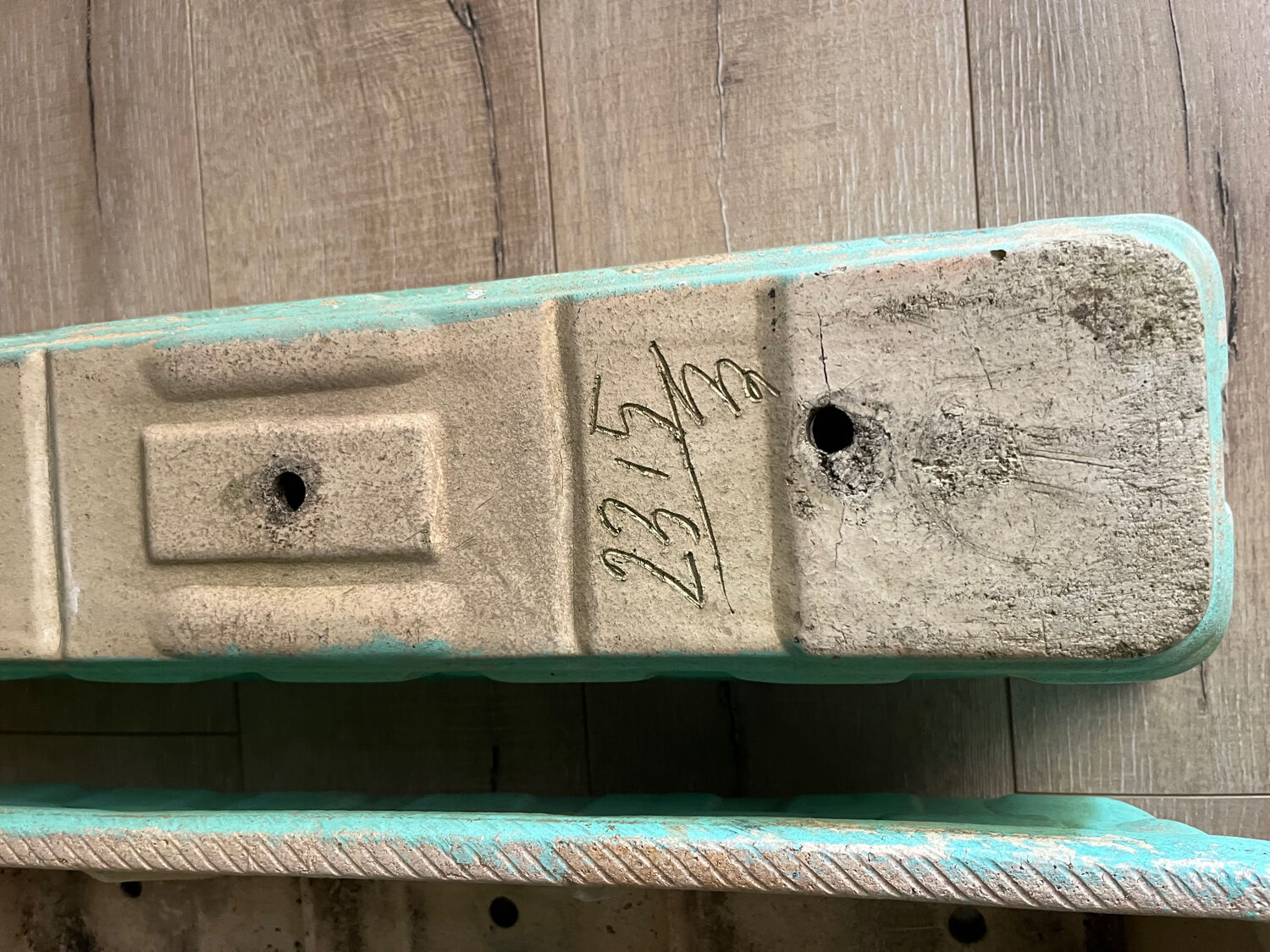 2 water green stone planters, 1950s-60s