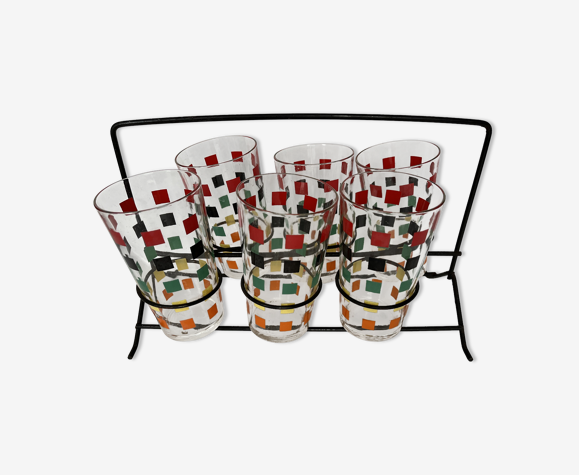 Service de six verres à orangeade vintage