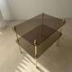 Vintage brass side table with smoked glass, 1970s