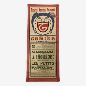 Old poster Gémier National Traveling Theater from 1912
