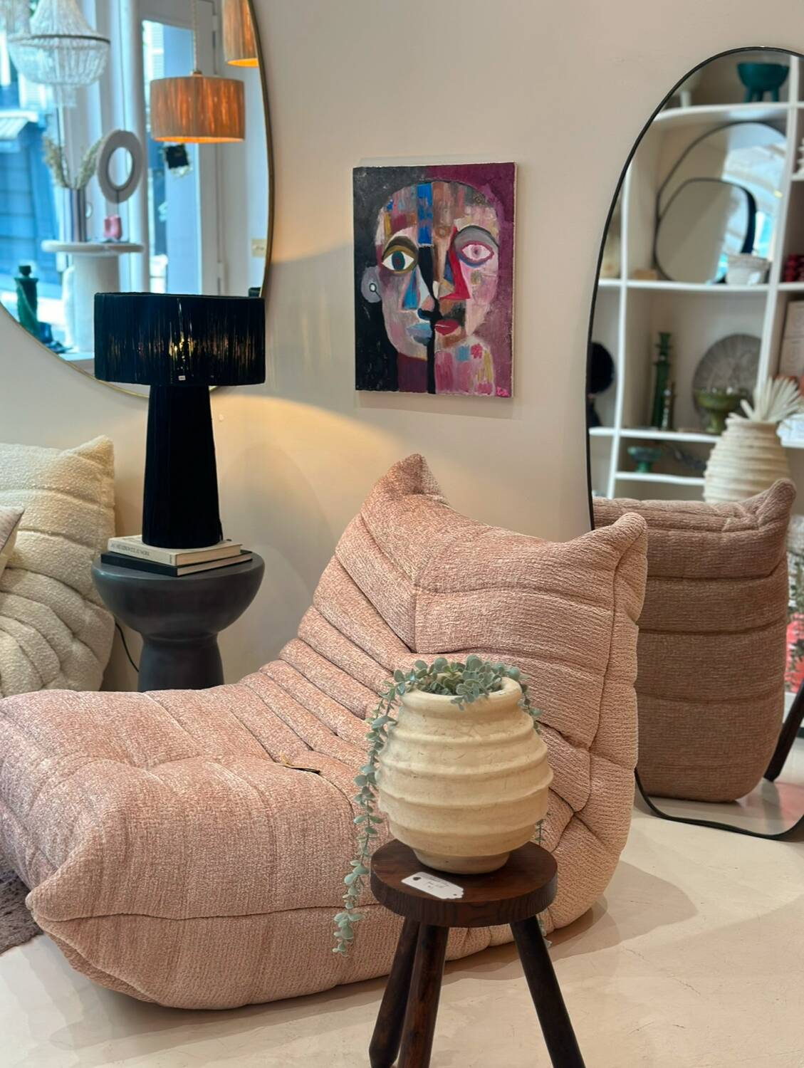 Contemporary painting face portrait geometric cubism expressionism "DUALITY" - Original work on canvas