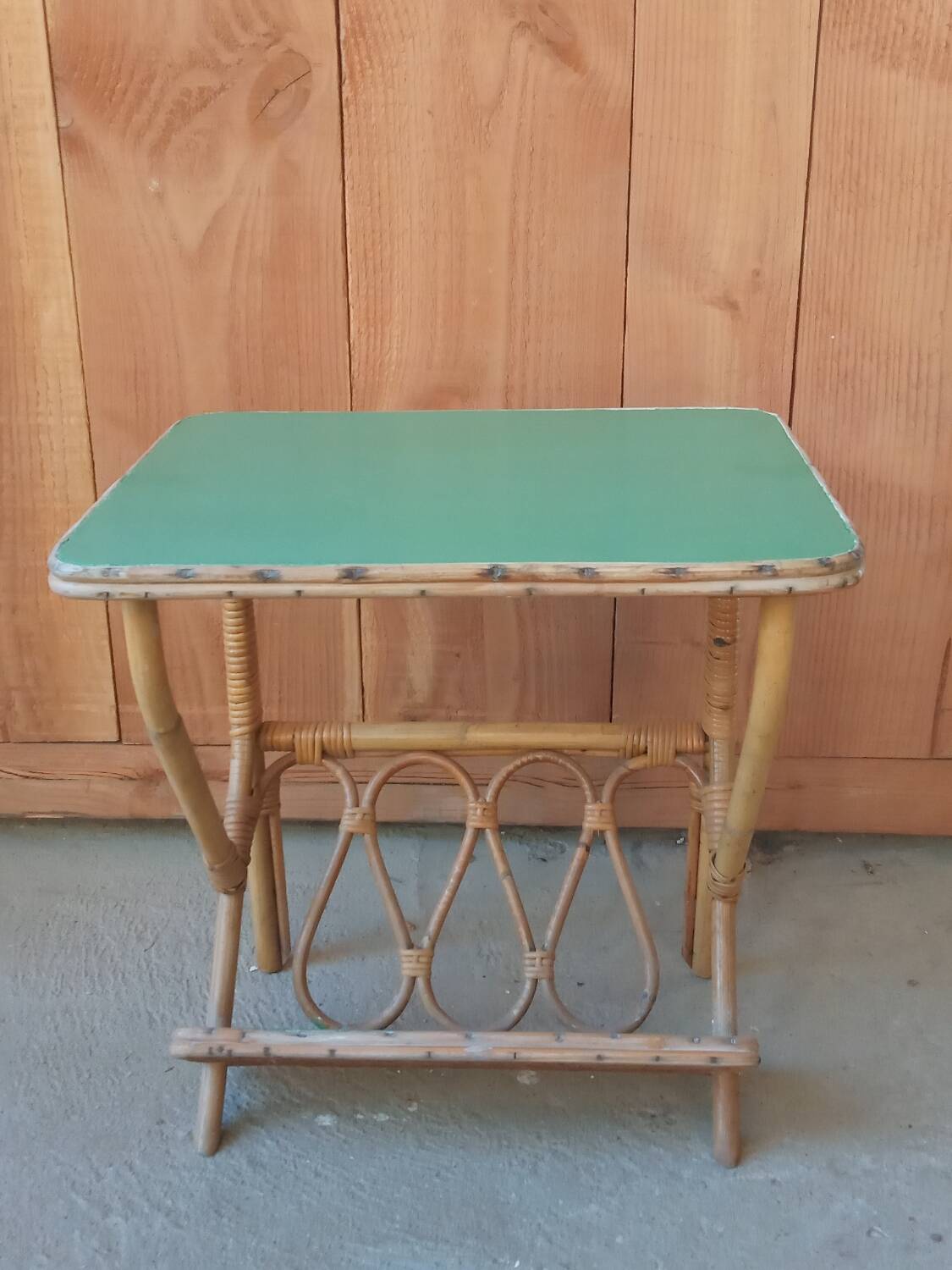 Rattan side table, magazine rack