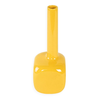Yellow ceramic vase, Italian design, 1970s, made in Italy