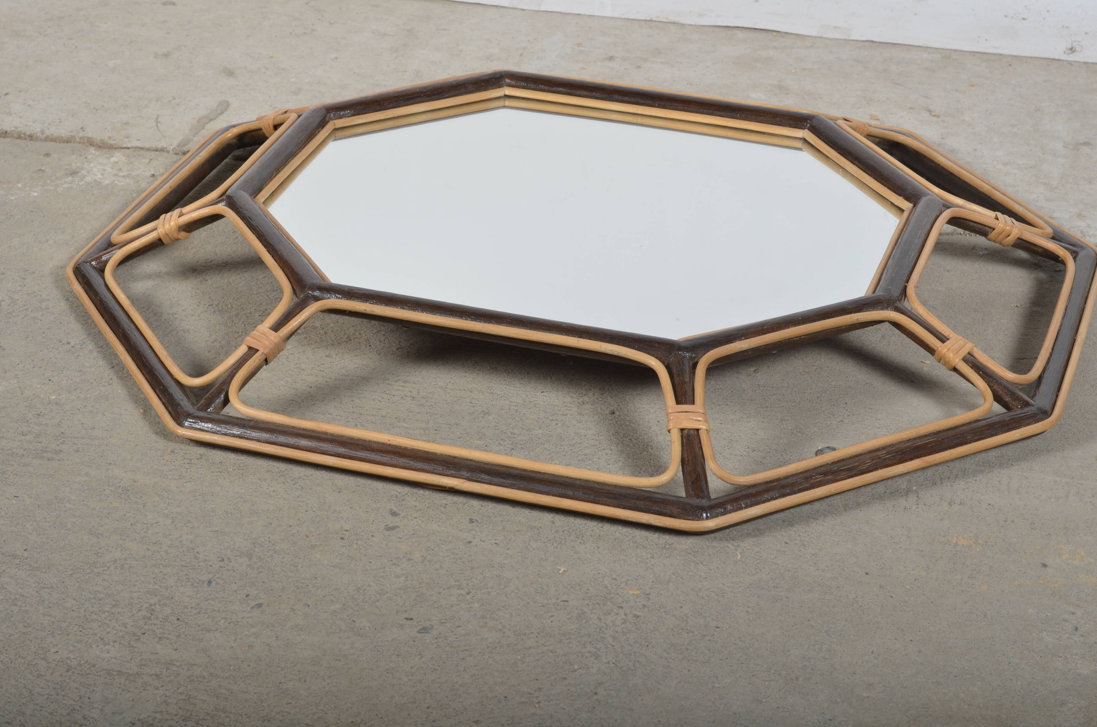 octagonal rattan mirror