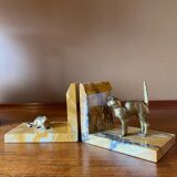 Art deco bookends by Jean Garnier, bronze and marble.