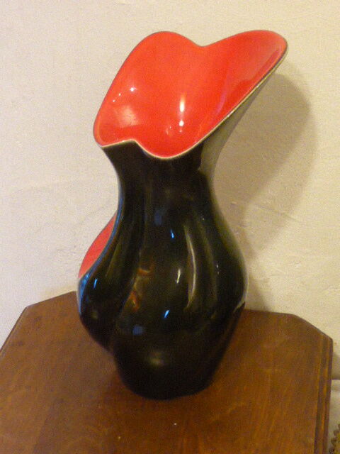 Vintage vase in ceramic brown and red, 1950/60s