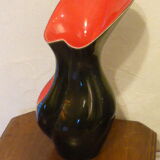 Vintage vase in ceramic brown and red, 1950/60s