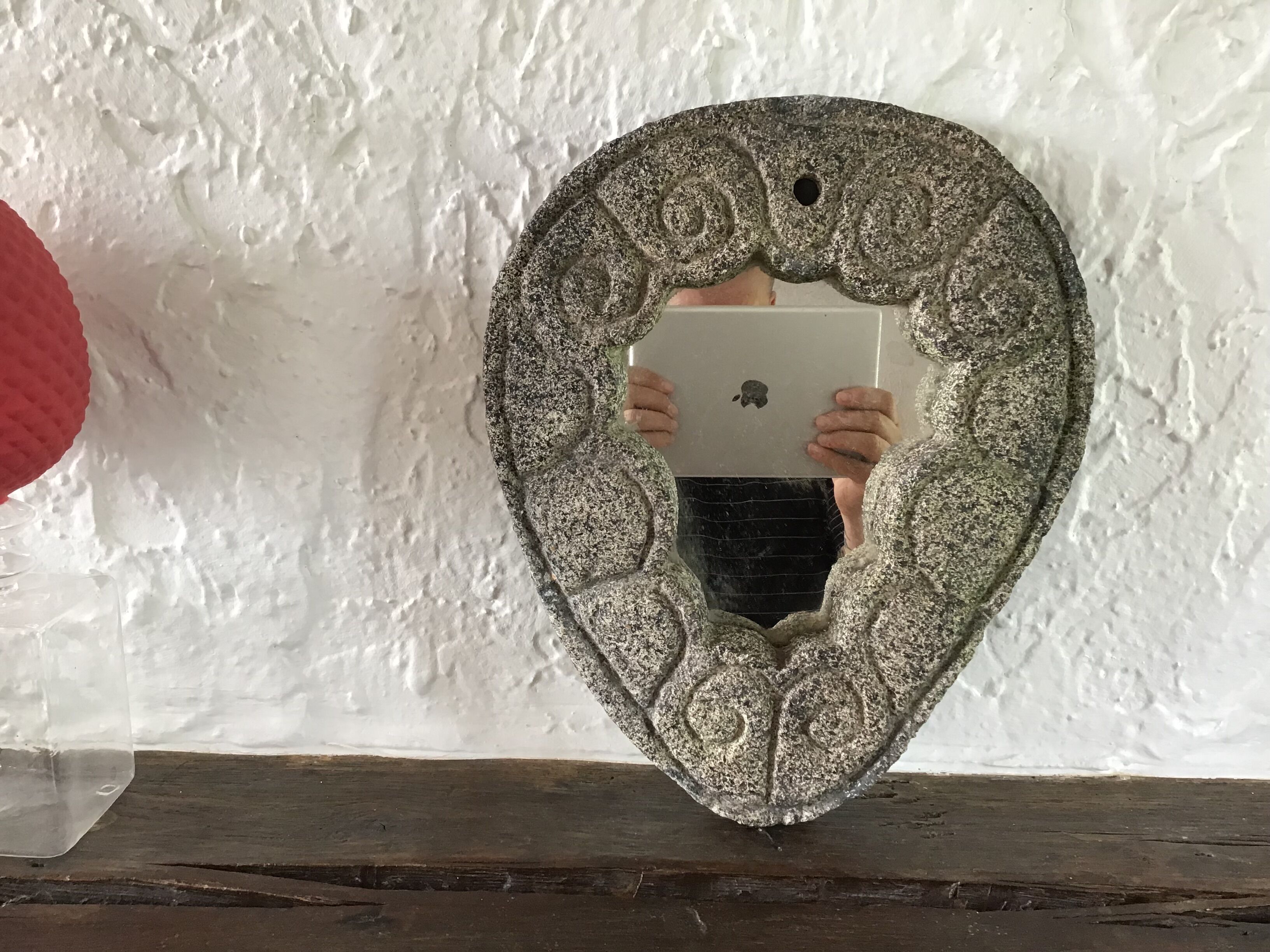 Brutalist ceramic mirror year 50 vintage