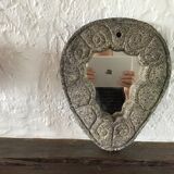 Brutalist ceramic mirror year 50 vintage
