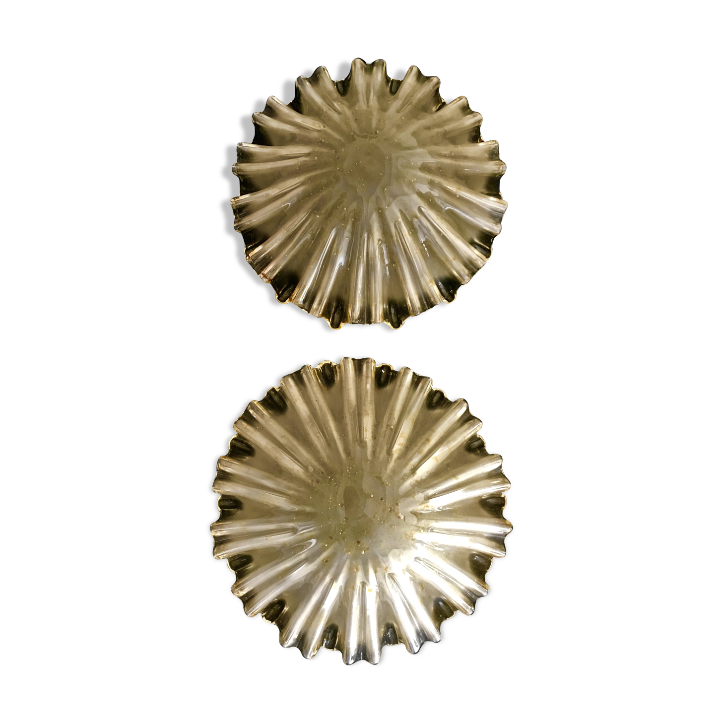 Mazzega gold amber pair of wall light