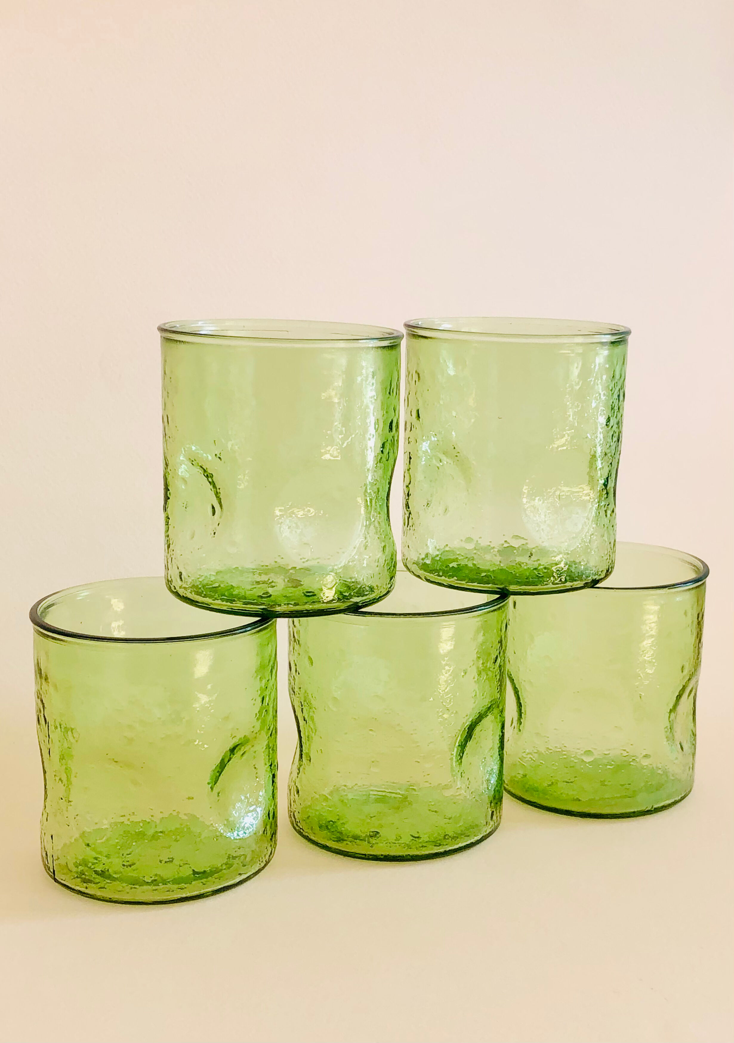 Set of five vintage water glasses