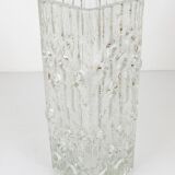 Large frosted glass floor vase in Op Art style by Peill & Putzler, Germany, mid-20th century, 1970s.