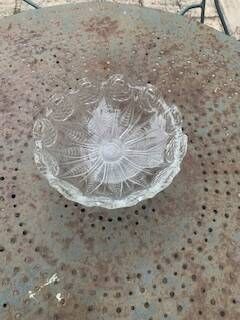 Glass bowl, vintage leaf and flower patterns